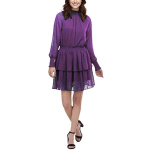 Vestido informal ajustado elegante para mujer, Tejido de gasa transpirable con decoración de volantes teñida Lisa para comodidad y estilo de primavera - Product Image 1