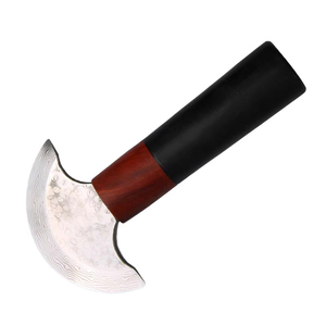 Couteau rond en cuir d'acier inoxydable de qualité supérieure pour l'artisanat couteau à tête de travail en cuir manche en bois lame tranchante - Product Image 2