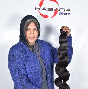 มัดผมมนุษย์สำหรับผู้หญิงผมจริง Remy ผมแท้สีดำเป็นลอนแบบอินเดีย - Product Image 2