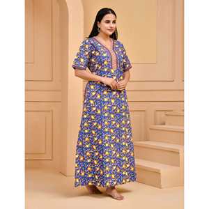 Robe de nuit confortable en coton bleu avec fermeture boutonnée, tissu popeline doux, logo personnalisé ODM pour la maison, demoiselle d'honneur, taille XS - Product Image 4