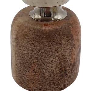 Elegante Quemador de Incienso Bakhoor con Base de Madera, Copa de Metal Plateado Martillado, Mabkhara, Porta Incienso de Oud de Oriente Medio, Incensario de Carbón, Adorno - Product Image 5