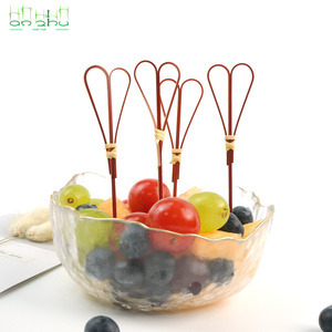 Tre trang trí Knot tim Floral Stick bán buôn Twist tre thực phẩm ngón tay Pick Bánh Vòng xiên - Product Image 5