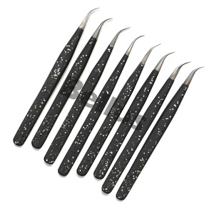 Pince à épiler à bord scintillant fabriquée à la main outil d'artiste d'extension de cils à pointe fine en fibre d'acier pailleté enduit de poudre - Product Image 5