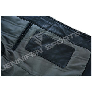 Chaqueta de Piel de Vaca Auténtica para Motocicleta, Forro de Lona con Cierre Interior y Bolsillos Laterales para Hombre - Product Image 6