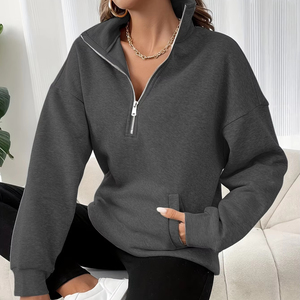 Suéter Holgado de Manga Larga con Cierre de Cremallera y Logotipo Frontal en Tela de Rizo para Mujer - Product Image 2