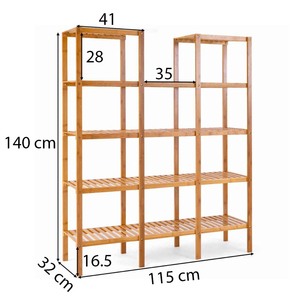 BFKS020 Bamboo Wood Decorative Shelf 115x32x140cm <b>Wall</b> & <b>Display</b> Shelves - Product Image 5