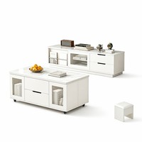 Table à café et à manger multifonctionnelle 2 en 1, pliable, mobile, moderne, en bois massif, pour petit salon, usage domestique