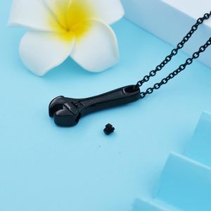 Bijoux de crémation personnalisés noirs cendres pendentif urne en acier inoxydable urne commémorative collier pour hommes femmes titulaire taille personnalisée humaine - Product Image 6