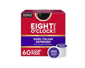 Café Eight O'Clock, Tueste Italiano Oscuro, Cápsulas K-Cup Individuales Keurig, Café de Tueste Oscuro, 60 Unidades - Product Image 1