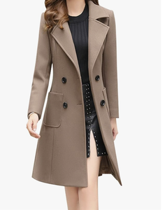 Manteau en laine mélangée à double boutonnage et col cranté élégant pour femme avec logo personnalisé, nouvelle arrivée, fabricant direct du Bangladesh - Product Image 5