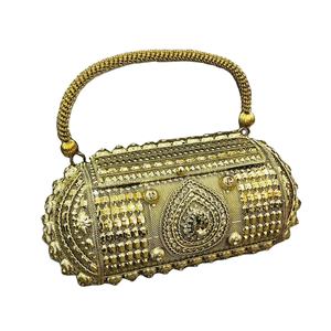 Pochette en métal de fête faite à la main de designer Pochette en pierre métallique de mariée Make in India Pochette faite à la main - Product Image 2