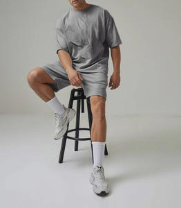 Factory Made Casual Breathable Knitted Street Style RIG ATTIRE 100% Cotton Men's Twin Set Summer Contrast Color Shorts 2-Piece - Product Image 2