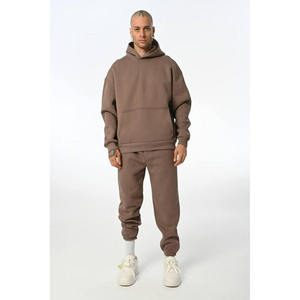 Custom Men's Heavy Weight Cotton 2-Piece <b>Oversized</b> Hoodie Print Sweat Suit Sports <b>Joggers</b> Set for Winter at Wholesale Price - Product Image 4