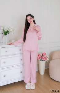 Cool Pearl soie ensemble de vêtements de maternité doux confortable longue longueur pour les femmes enceintes modèle B684 - Product Image 4