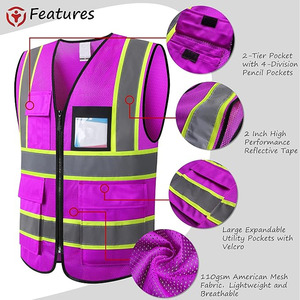 เสื้อกั๊กป้องกันการมองเห็นได้ชัดเจนปรับแต่งได้พร้อมโลโก้สะท้อนแสง - Product Image 3