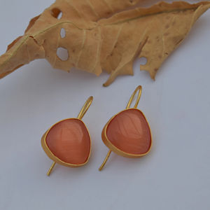 Pendientes de Botón Estilo Vintage con Piedra, Pendientes de Lujo para Mujer, Chapados en Oro de 18k para la Creación de Joyas - Product Image 1