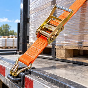 Sangle de cargaison à cliquet en polyester 50 mm 5000 kg, robuste pour le maintien des charges sur camions et remorques et le transport de marchandises lourdes, usine OEM - Product Image 2