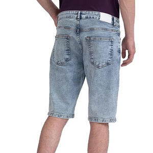 Fabricant de vêtements OEM, directement de l'usine, shorts en jean uni pour hommes, amples, lavés, logo personnalisé, 100% coton, décontractés, écologiques - Product Image 2