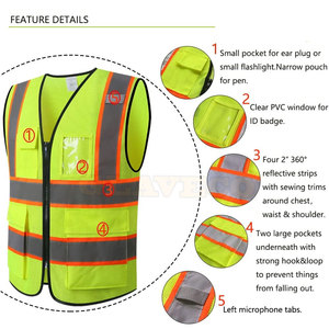 Gilet de sécurité réfléchissant en polyester léger direct d'usine Flash LED Caractéristiques étanches Veste de sécurité de style OEM - Product Image 3