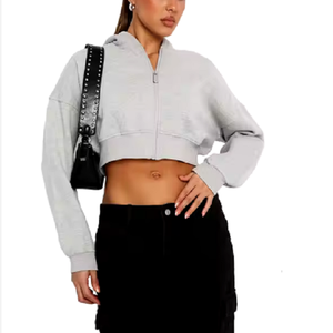 LOGO personnalisé haute qualité femmes vierge pleine fermeture éclair cordon doux polaire surdimensionné recadrée fermeture éclair du Bangladesh, - Product Image 2