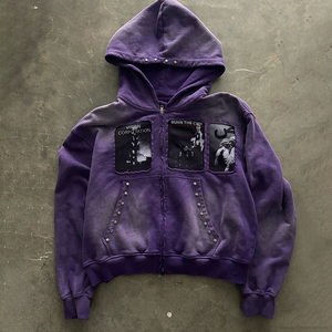 Ropa de calle, envío directo, logotipo personalizado, algodón Vintage lavado, alta calidad, lavado ácido, Sol desteñido, lavado, Sudadera con capucha desgastada para hombres - Product Image 2