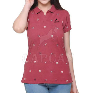 La moda más vendida, camisetas de polo estampadas para mujer, camisetas de polo informales de punto 100% de algodón para mujer, precio asequible - Product Image 3