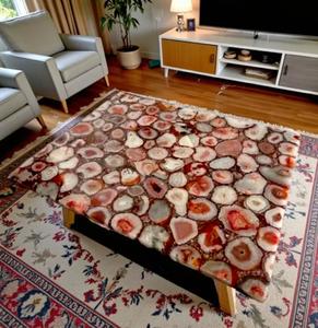 Plateau de table à manger et de table basse en agate de luxe, design moderne élégant avec un style géode unique, pierre naturelle, décoration d'intérieur, meubles - Product Image 3