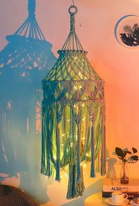 Lámpara <span class=keywords><strong>de</strong></span> Macramé Tejida para Decoración del Hogar, Lámpara <span class=keywords><strong>de</strong></span> Techo Nórdica, Lámpara <span class=keywords><strong>de</strong></span> Pie Grande, Pantalla <span class=keywords><strong>de</strong></span> Lámpara <span class=keywords><strong>de</strong></span> Ganchillo para Lámparas <span class=keywords><strong>de</strong></span> <span class=keywords><strong>Mesa</strong></span> - Product Image 2