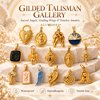 Charmes de talisman dorés |   Pendentifs en acier inoxydable plaqué or 18 carats PVD, motif aile d'ange, cœur sacré, serpent, étoile, médaillon, pour la fabrication de bijoux