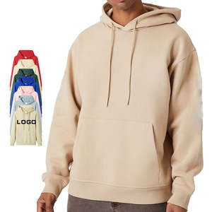 Sweat à capuche en coton teint uni avec imprimé personnalisé pour hommes, pull-over en molleton doux, coupe surdimensionnée, usage quotidien écologique - Product Image 1