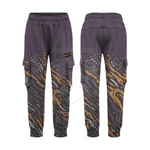 Pantalon cargo taille haute personnalisé OEM pour hommes 100% coton léger décontracté Streetwear taille élastique plate multi-poches coupe ample - Product Image 4