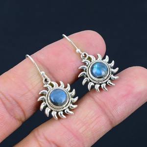 Boho Style Classical <b>Earrings</b> Jewelry For Women Silver Jewelry 925 Sterling Silver Labradorite Gemstone <b>Handmade</b> <b>Earrings</b> Gift - Product Image 4