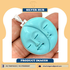 Proveedor al por mayor 925 joyería de plata esterlina forma redonda hueso cara colgante hecho a mano para ODM OEM precio a granel proveedor - Product Image 4