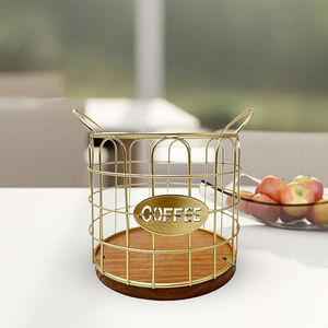 Grande capacité K tasses Nespresso café Bar comptoir stockage conteneur organisateur distributeur, bois café Capsule dosette support panier - Product Image 2