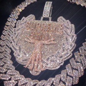 Bijoux rappeur hommes 18K or massif Hip Hop glacé Baguette coupe diamant lettre pendentif VVS fête charme - Product Image 4