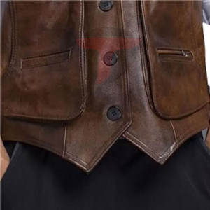 Chaleco de Cuero Genuino de Alta Calidad para Hombre, Estilo Casual y Profesional, Cuello en V, Portátil, Cómodo, para Otoño, 240g, Transpirable - Product Image 4