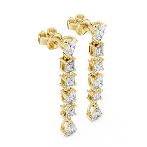 <b>14K</b> Rose <b>Gold</b> Princess Pear Oval Lab Grown Diamond Stud <b>Earrings</b> Women Wedding Bridal Fine Jewelry - Product Image 4