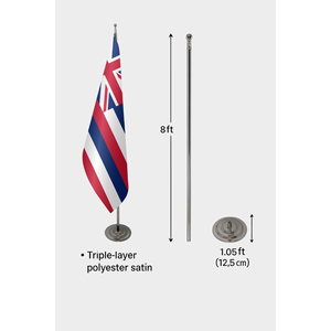 Drapeau Hawaïen Personnalisé 3x5 pieds en Nylon pour Intérieur avec Impression Numérique, Logo Personnalisé, Mât en Aluminium, Bannière Officielle Hawaïenne pour Intérieur - Product Image 6