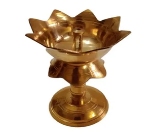 Golden Lotus Samai Pillar Akhand Jyoti Diya in Brass, Religious Akhand Diya for Pooja at Wholesale Rate, Direct From the Factory - Product Image 1