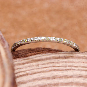 Precioso corte redondo diamante amarillo piedra preciosa Plata de Ley 925 hecho a mano eternidad banda anillos joyería para venta al por mayor - Product Image 3