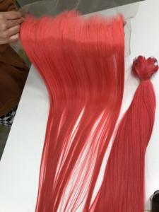 Cierre y paquetes de cabello de trama de color rojo Extensiones de cabello humano vietnamita crudo Paquetes de encaje recto a granel Sin productos químicos aplicados - Product Image 1