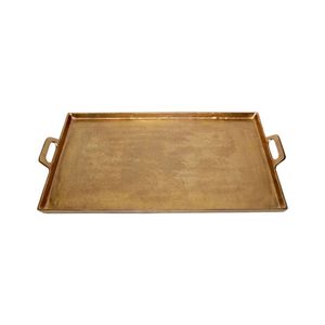 Plateau de service en métal de qualité commerciale durable avec doubles poignées, style rustique antique, plateau à nourriture, plateau de service pour restaurant - Product Image 2