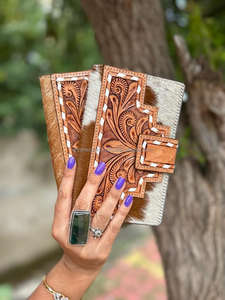 ผมบนซ่อนขนหนังคลัทช์ตะวันตก Handtooled แกะสลักกระเป๋าสตางค์วินเทจเครื่องมือแกะสลักบัตรหนัง, กระเป๋าสตางค์เงินสดของขวัญ - Product Image 2