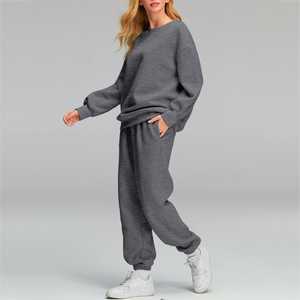 Primavera 2025, conjunto de dos piezas, chándal personalizado, chándal para mujer, conjuntos de Jogger de lana, ropa de mujer, chándales de longitud completa para mujer - Product Image 3
