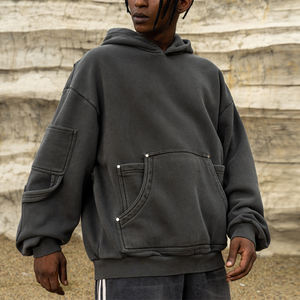 Rainbow Touches Custom 2026 Vintage 400 GSM Sweat-shirts à épaules tombantes lourds à capuche surdimensionnés rétro délavés à l'acide Sweat-shirt pour homme - Product Image 1