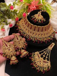 Authentic <b>Pakistani</b> Indian Traditional Classic Bridal <b>Jewelry</b> Set Ethnic Silver Plated Stainless Steel Anniversary Colorful - Product Image 2