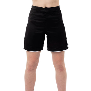 Shorts Deportivos Negros para Mujer con Ribete Blanco, Cintura Alta, Ligeros, de Poliéster, para Entrenamiento, Gimnasio, Ejercicio - Product Image 1