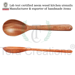 Cucharón ranurado de madera de Neem sin químicos, utensilio seguro para cocinar y servir - Product Image 6