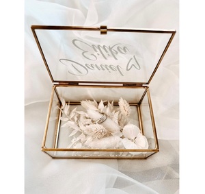 Luxury Square Glass Jewelry <b>Box</b> with Gold Finish Eco-friendly Design for Modern Elite Display - Product Image 1