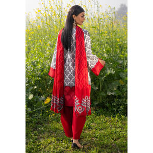 Ensemble 3 pièces brodé et imprimé en mousseline respirante avec dupatta CL-62206 – Broderie décorative chic - Product Image 5